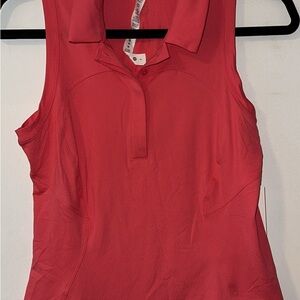 Women's Sleeveless Red Polo Top